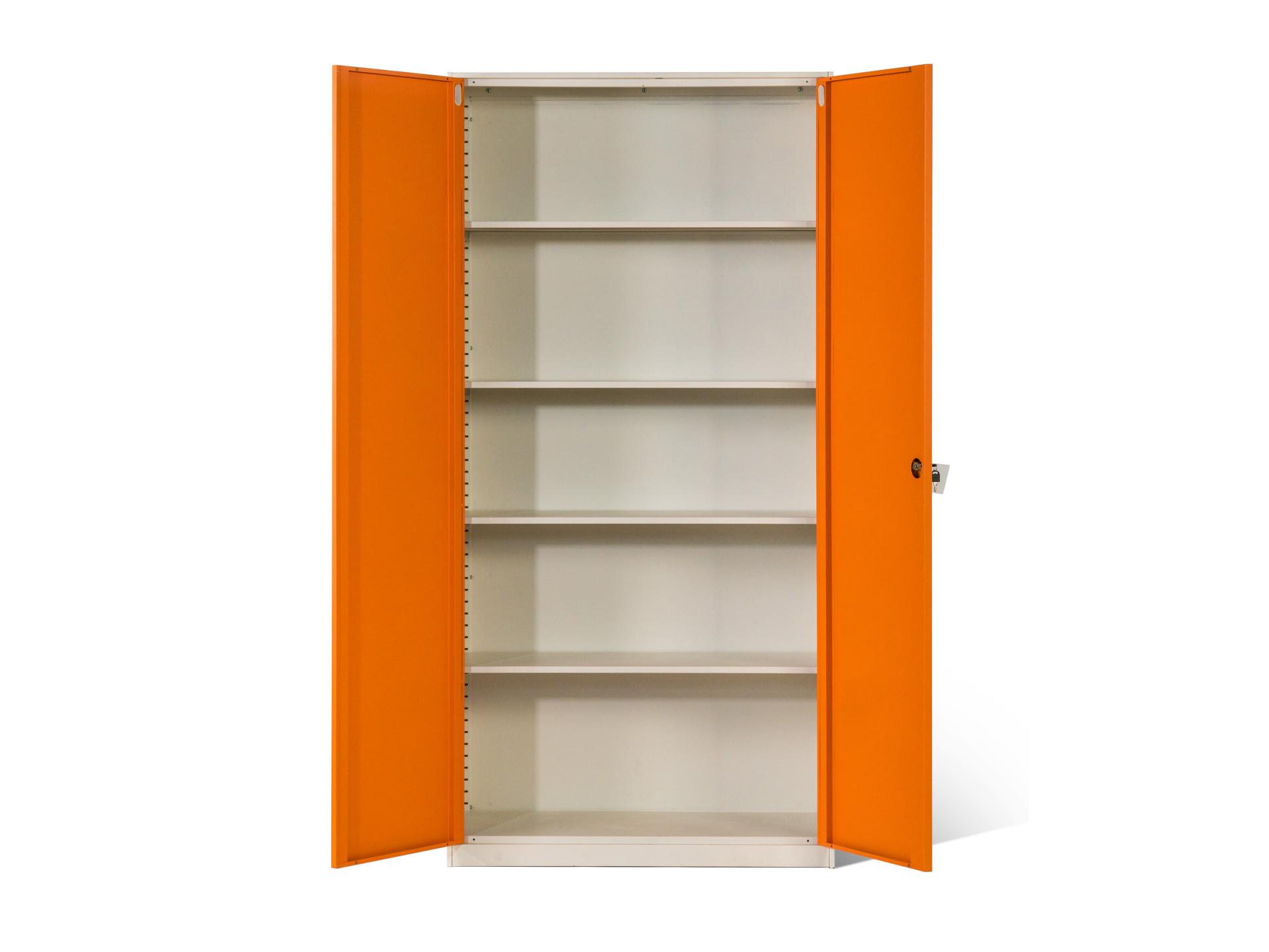 adjustable shelves in steel cabinet