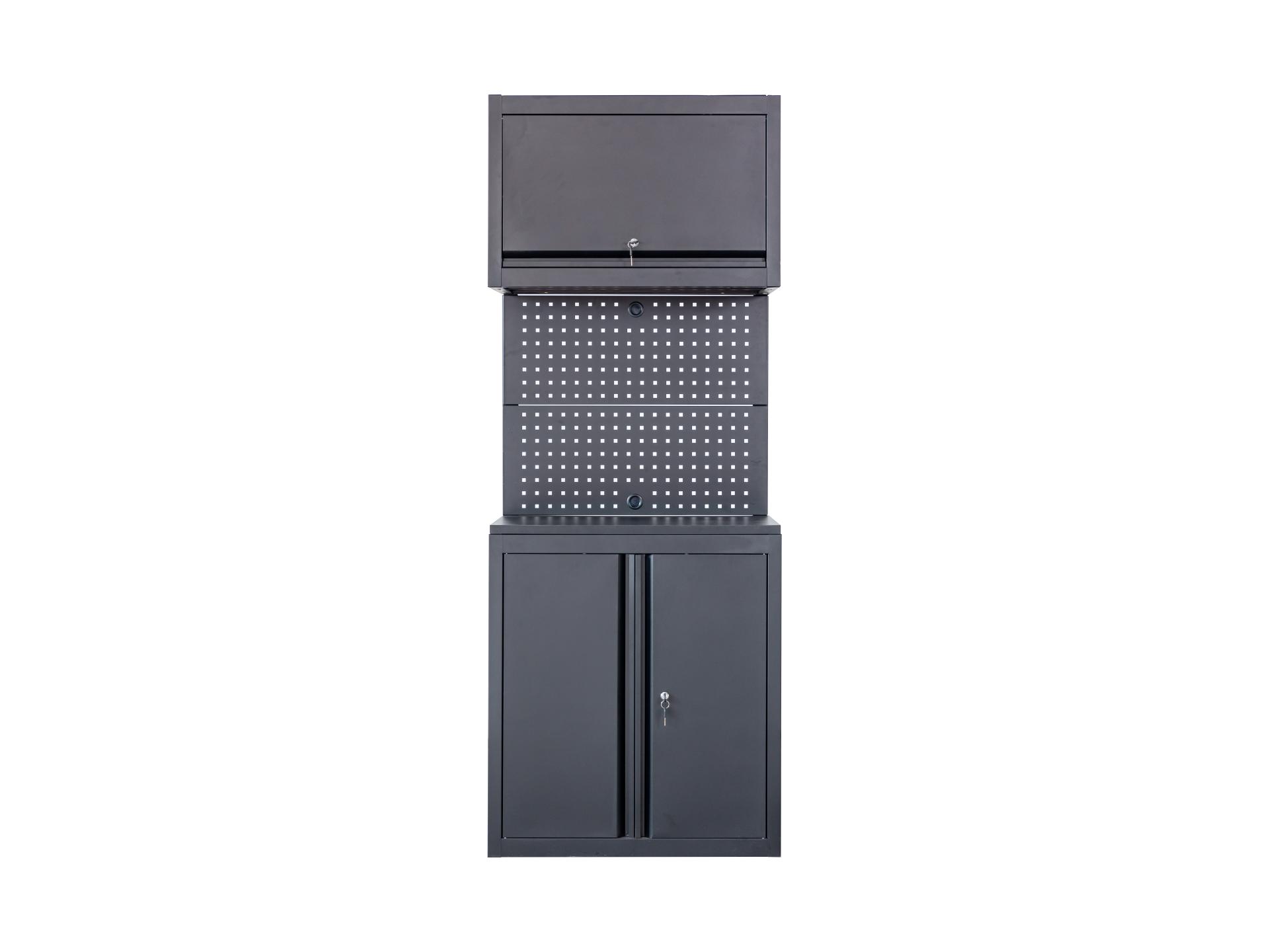 black cabinet with pegboard